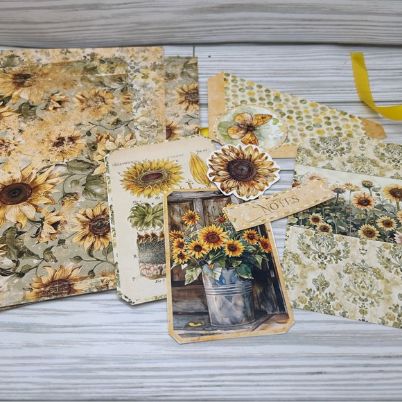 Junk Journal Ephemera Kit Summer Sunflowers scrapbooking mixed media ephemera - Picture 5 of 5